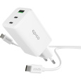 Epico UltraBoost EA40 65W GaN síťový adaptér s 1,2 m USB-C na USB-C kabelem bílý