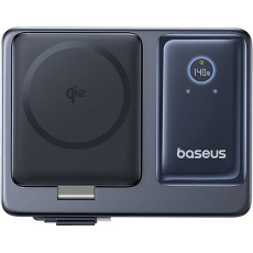 Baseus Nomos Qi2 nabíjecí stanice 140W 3xUSB-C, USB-A s výsuvným kabelem USB-C/síťový kabel 1m černá