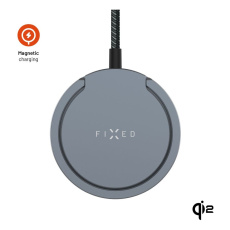 FIXED MagPad Pro nabíječka Qi2/MagSafe se stojánkem, 15W, šedá