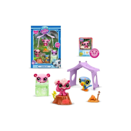 Set tří figurek Hasbro Littlest Pet Shop kempování