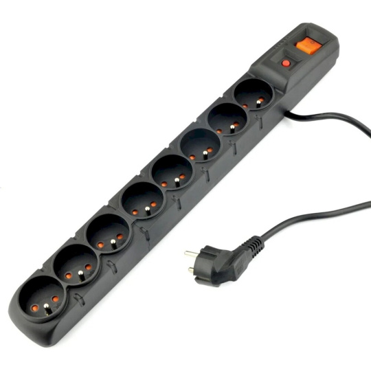 Acar S8 3m kabel 8 zásuvek přepěťová ochrana černá