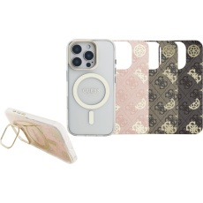 Guess PC/TPU Electroplated Stand Camera Frame MagSafe kryt s vyměnitelným pozadím iPhone 16 Pro
