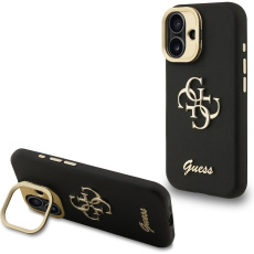 Guess PU Grained 4G Logo Stand Camera Frame kryt iPhone 16 černý