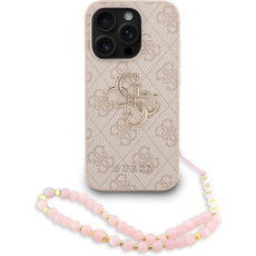 Guess PU 4G Metal Logo Strap kryt iPhone 15 Pro Max růžový