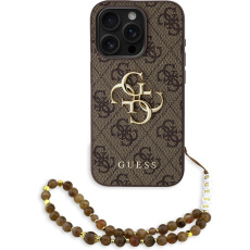 Guess PU 4G Metal Logo Strap kryt iPhone 15 Pro Max hnědý