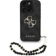 Guess PU 4G Metal Logo Strap kryt iPhone 16 Pro Max černý