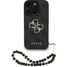 Guess PU 4G Metal Logo Strap kryt iPhone 16 Pro Max černý