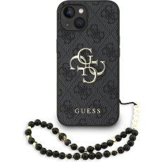 Guess PU 4G Metal Logo Strap kryt iPhone 15 černý