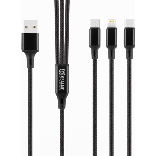 OBAL:ME 3v1 AllConnect Fast Charge USB-A/USB-C, Lightning, Micro-USB Kabel (1,2m) černý