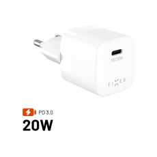 FIXED Mini nabíječka s USB-C a PD, 20W, bílá