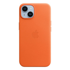 Apple kožený kryt s MagSafe na iPhone 14 oranžový