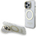 Guess IML Gold Outline Stand Camera Frame MagSafe kryt iPhone 16 Pro Max čirý