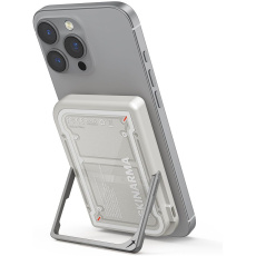 SKINARMA Nexus Mecha MagSafe powerbanka se stojánkem, USB-C, PD (5000 mah) světle šedá