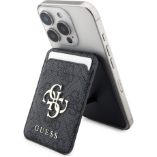 Guess 4G Metal Logo MagSafe Cardslot peněženka se stojanem černá