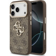 Guess PU Leather 4G Metal Logo Gold Frame MagSafe kryt iPhone 17 Pro Max hnědý