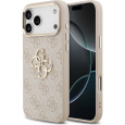 Guess PU Leather 4G Metal Logo Gold Frame MagSafe kryt iPhone 17 Pro Max růžový