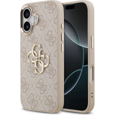 Guess PU Leather 4G Metal Logo Gold Frame MagSafe kryt iPhone 17 růžový