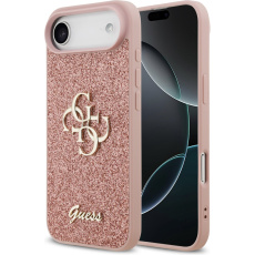 Guess PU Fixed Glitter 4G Metal Logo kryt iPhone Air růžový