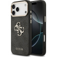 Guess PU Leather 4G Metal Logo Gold Frame MagSafe kryt iPhone 17 Pro Max černý