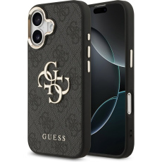 Guess PU Leather 4G Metal Logo Gold Frame MagSafe kryt iPhone 17 černý