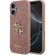 Guess PU Fixed Glitter 4G Metal Logo kryt iPhone 17 růžový