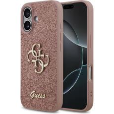 Guess PU Fixed Glitter 4G Metal Logo kryt iPhone 17 růžový