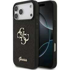 Guess PU Fixed Glitter 4G Metal Logo kryt iPhone 17 Pro Max černý