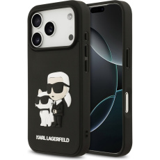 Karl Lagerfeld 3D Rubber Karl and Choupette kryt iPhone 17 Pro černý