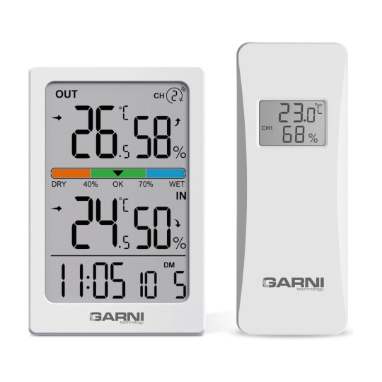 GARNI 155TH bezdrátový digitální teploměr s vlhkoměrem bílý GARNI 155TH bezdrátový digitální teploměr s vlhkoměrem bílý