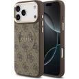 Guess PU Leather 4G Gold Frame MagSafe kryt iPhone 17 Pro Max hnědý
