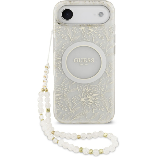 Guess IML Flowers Allover Strap MagSafe kryt iPhone Air bílý