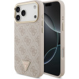 Guess PU Leather 4G Triangle Logo Gold Frame MagSafe kryt iPhone 17 Pro Max růžový