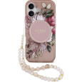 Guess IML Flowers Strap MagSafe kryt iPhone 17 růžový