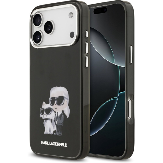 Karl Lagerfeld IML Aquarelle Karl and Choupette kryt iPhone 17 Pro Max černý