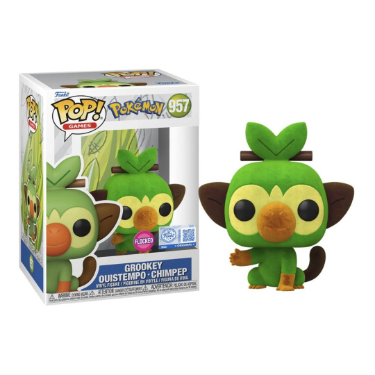 Funko POP! #957 Games: Pokémon - Grookey (Flocked) (Special)