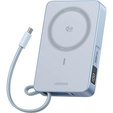 UGREEN Magflow MagSafe/Qi2 powerbanka s USB-C, 10000mAh, světle modrá