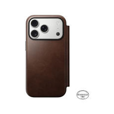 Nomad Modern Leather Folio (Horween) MagSafe kožené pouzdro iPhone 17 Pro Rustic Brown