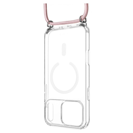 FIXED MagPure Neck kryt s růžovou šňůrkou na krk pro Apple iPhone 17 Pro