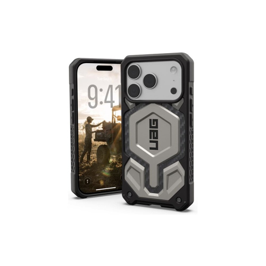 UAG Monarch Pro MagSafe Titanium kryt iPhone 17 Pro stříbrný