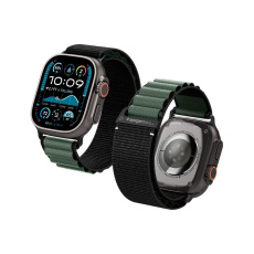Spigen Fabric Band (hook) řemínek Apple Watch 49/46/45/44mm černý/zelený Spigen Fabric Band (hook) řemínek Apple Watch 49/46/45/44mm černý/zelený