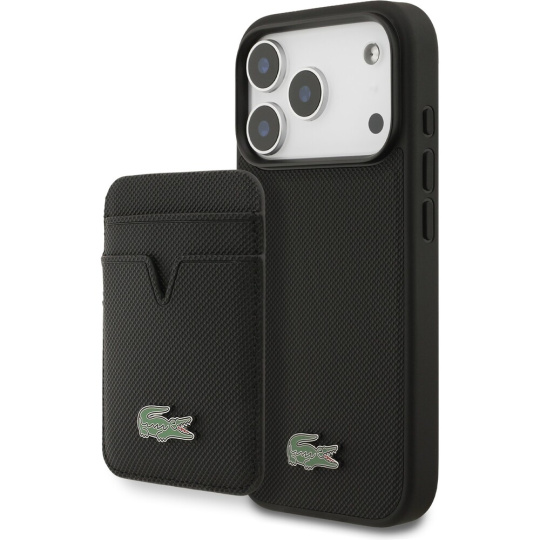 Lacoste Iconic Petit Pique MagSafe kryt + peněženka iPhone 17 Pro černý