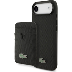 Lacoste Iconic Petit Pique MagSafe kryt + peněženka iPhone Air černý Lacoste Iconic Petit Pique MagSafe kryt + peněženka iPhone Air černý