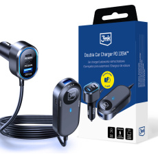 3mk Double Car Charger 135W PD QC PPS USB 2A4C nabíječka do auta černá/šedá