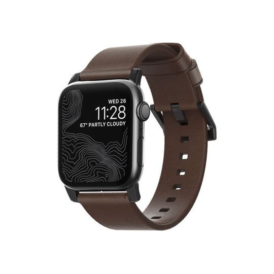 Nomad Modern kožený řemínek Apple Watch 49/45/44/42 mm hnědá/černá