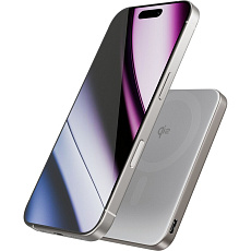 iWant Qi2 5000mAh hliníková Mag+ bezdrátová powerbanka se stojánkem titanová