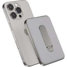 iWant Qi2 5000mAh hliníková Mag+ MagSafe powerbanka se stojánkem titanová