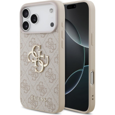 Guess PU 4G Metal Logo kryt iPhone 17 Pro Max růžový