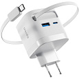 Epico UltraBoost Retractable GaN 65W síťový adaptér se zabudovaným kabelem bílý