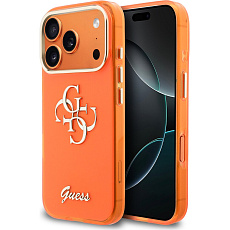 Guess IML 4G Script Metal Logo kryt iPhone 17 Pro Max oranžový