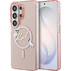 Karl Lagerfeld IML Choupette Karl Script Logo Magnetic kryt Samsung Galaxy S26 Ultra růžový